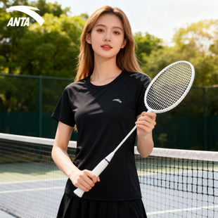 安踏短袖女款2026新款羽毛球服上衣冰丝速干收腰舒适显瘦运动t恤