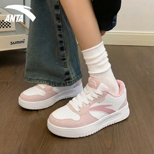 安踏轻松板鞋女鞋小白鞋2026新款初中学生休闲可爱风运动鞋粉色鞋