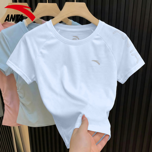 安踏透气速干t恤女款2026春季新款显瘦亲肤运动收腰修身上衣短袖