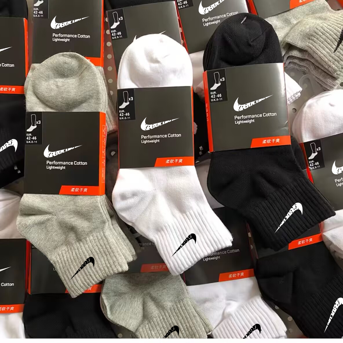 正品袜子男女通用四季款中低短筒黑白灰防臭运动跑步棉袜篮球船袜