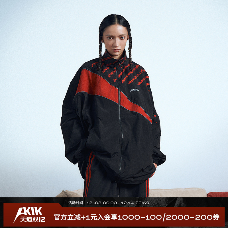 AKTK外套 “Random Reboot”系列解构复古黑红印花运动外套夹克