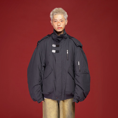 AKTK巴恩风秋冬小众设计立领美式复古oversize棒球棉服外套男女