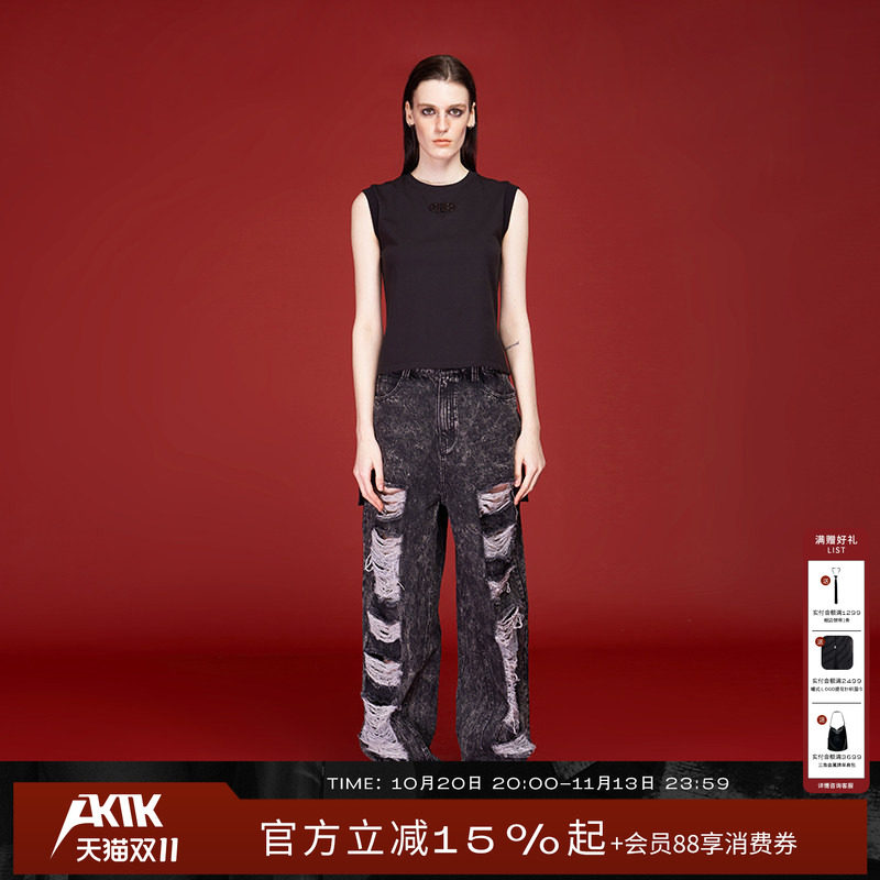 AKTK背心秋冬新款 原创设计无性别锁扣前短后长圆领百搭背心