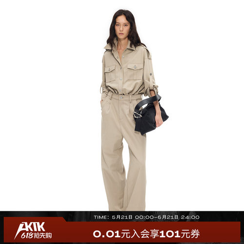 AKTK 【倪妮/徐洁儿同款】三角牌连体工装裤女酷飒高级感设计师款