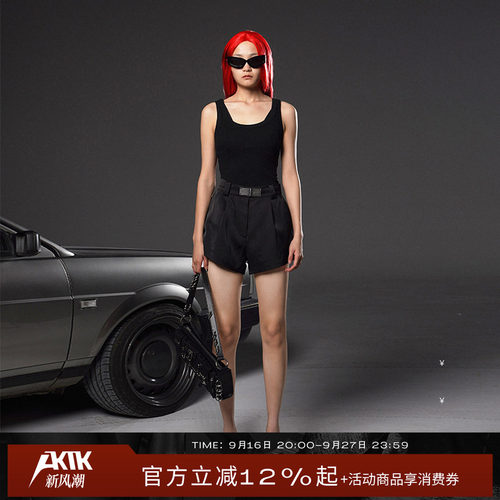 AKTK背心 春夏新品 原创设计 基础黑色百搭锁扣背心