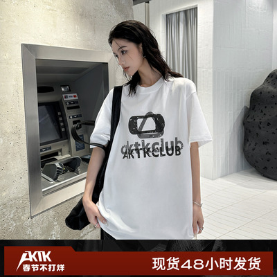 AKTK【余宇涵、朱志鑫明星同款】25 LOGO印花短袖宽松无性别T恤