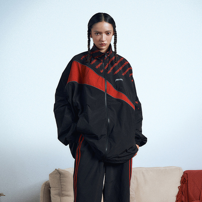 AKTK外套 “Random Reboot”系列解构复古黑红印花运动外套夹克