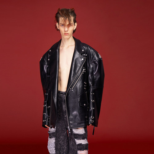 AKTK皮衣 【张昊唯/奥利同款】中性复古PU皮oversize机车夹克外套
