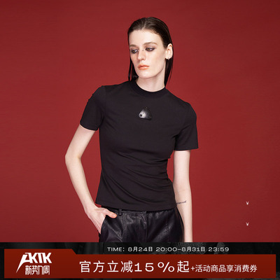 AKTKT恤 “Reverse play”系列朋克主义经典金属牌紧身短袖T恤