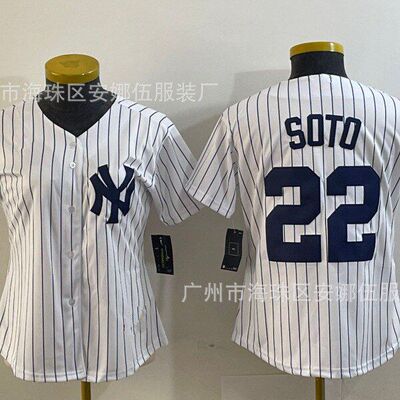 批发2024洋基队Yankees女装棒球服22号SOTO刺绣球衣日本队球迷版