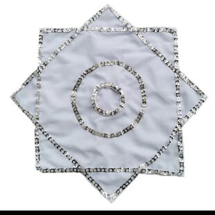 白色银色亮片手绢花二人转秧歌舞蹈手绢手帕道具厂家批发