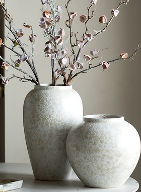 景德镇新中式白色陶瓷花瓶摆件客厅插花家居装饰高级感水培土陶罐