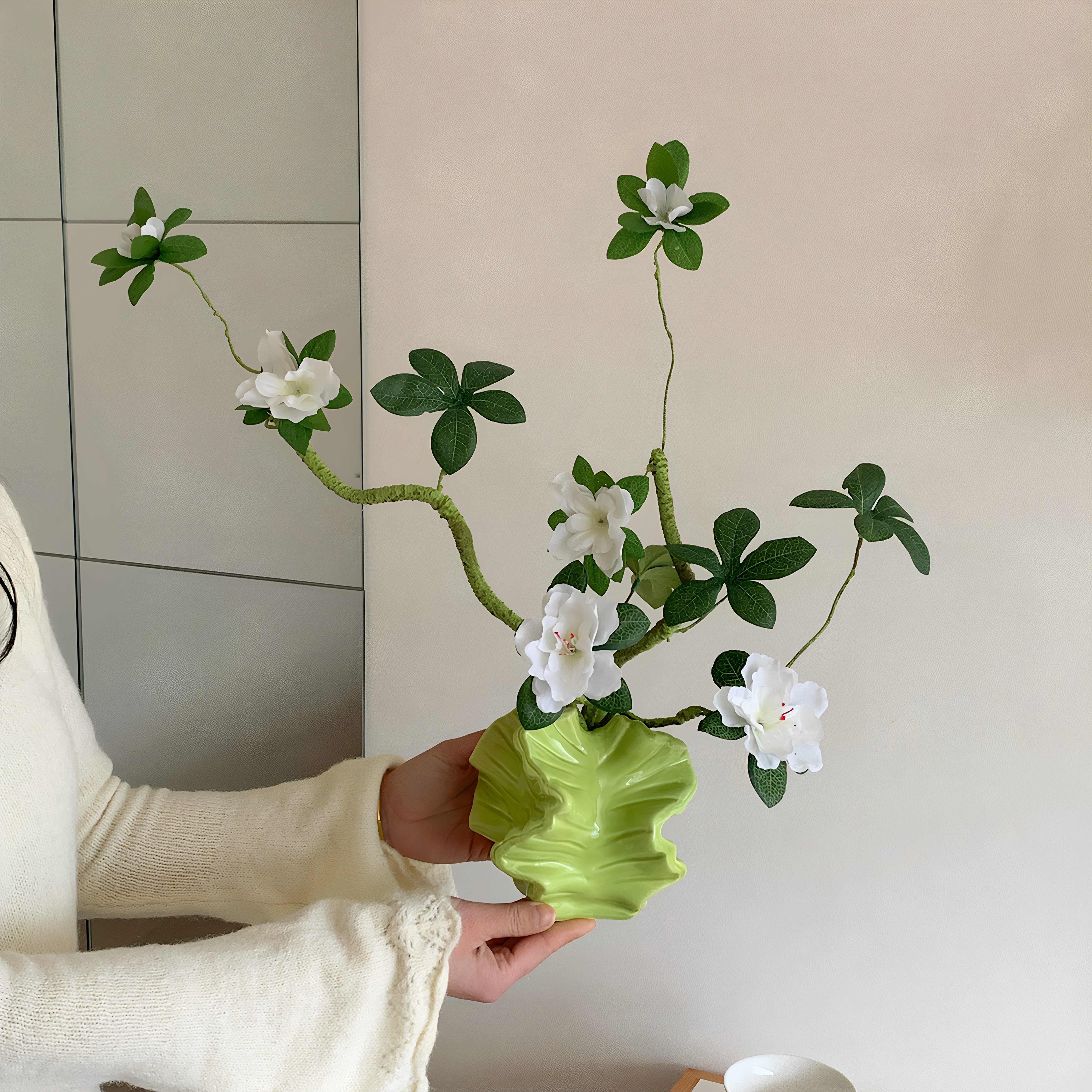 陶瓷花瓶客厅插花杜鹃仿真花