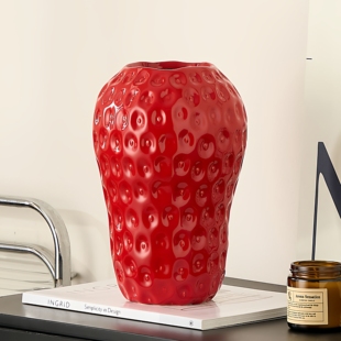 水果草莓陶瓷花瓶轻奢客厅插花摆件高颜值简约无孔花盆绿植摆饰