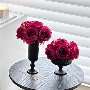 法式摆件玫瑰花桌面客厅北欧风高级感玻璃花瓶家居餐桌高脚杯装饰