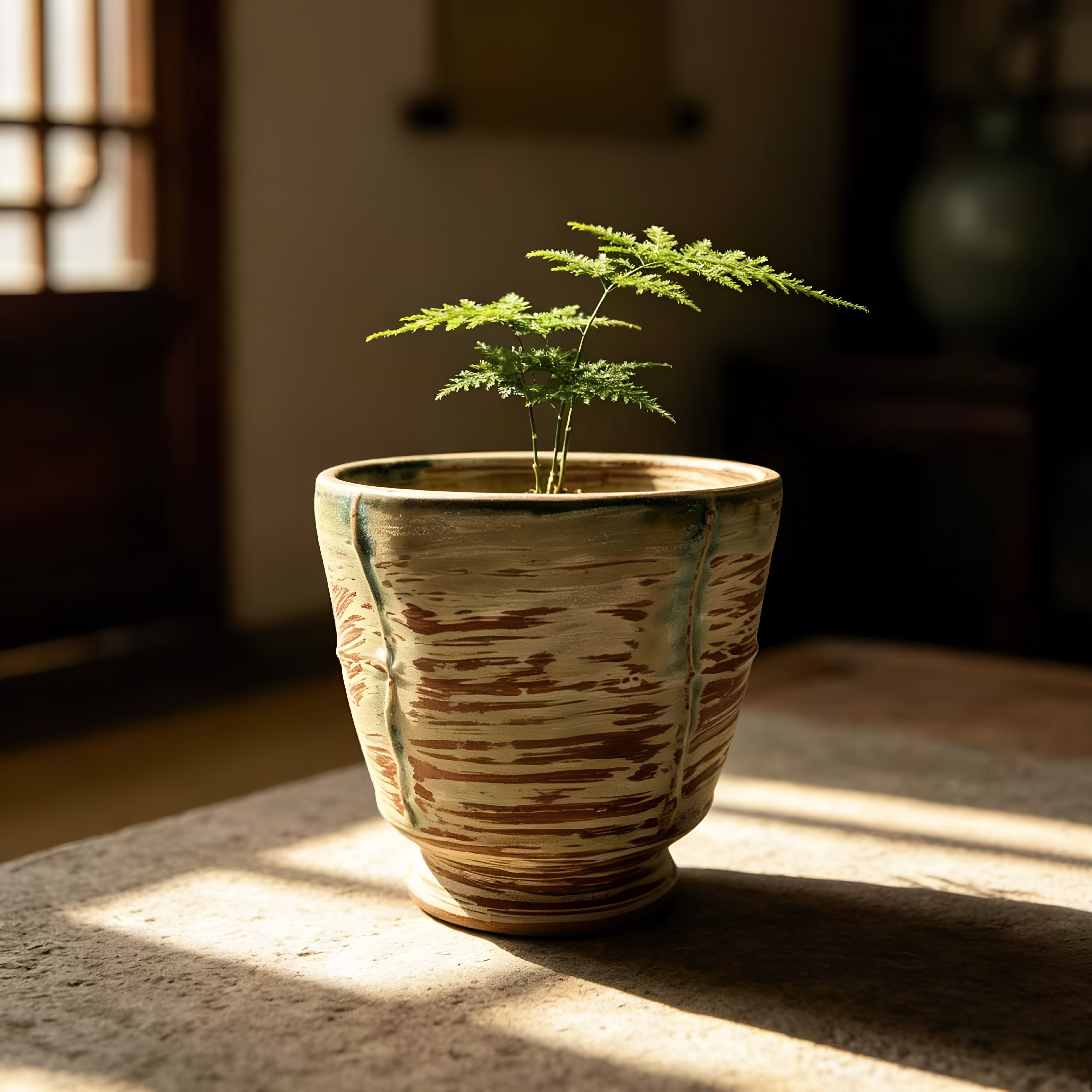 新中式景德镇陶瓷花盆侘寂风