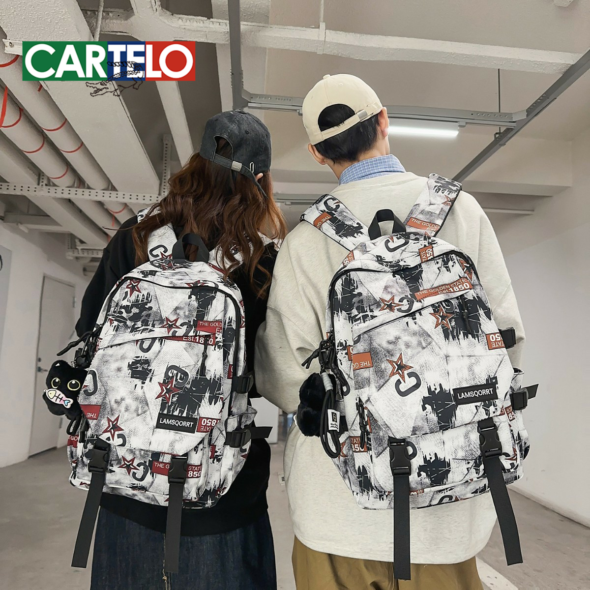 潮酷大容量双肩包男女初中高中大