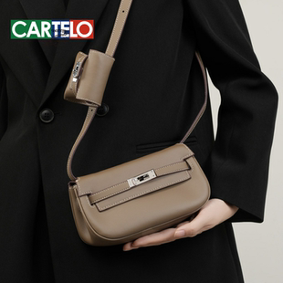 2025新款真皮凯丽汤圆包二合一迷你单肩斜垮多功能马鞍女包大容量