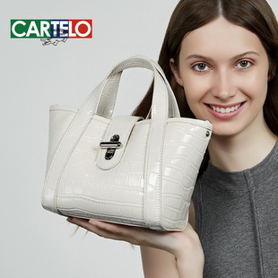 2025新款真皮女包通勤斜挎包鳄鱼纹轻奢小众高级感菜篮子托特包包