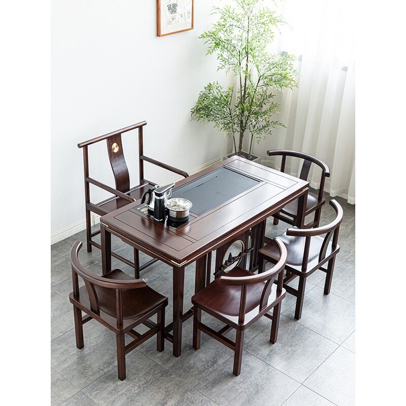 德国2026新款厂家茶桌茶台实木乌檀木家用简约乌金石茶盘功夫泡茶