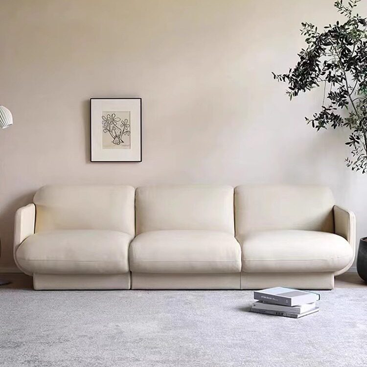 北欧现代简约皮艺沙发意式客厅中古风分体小户型设计师pu皮沙发