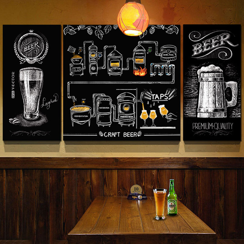 工业风精酿啤酒装饰画复古酒吧挂画酒庄清吧壁画无框可定制黑板画图片