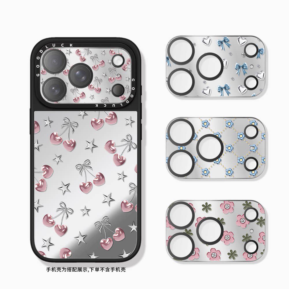 C家aseti联名液体金属花朵蝴蝶结全覆盖镜面镜头膜适用iphone18promax手机镜头保护贴17pro镜面镜头手机膜