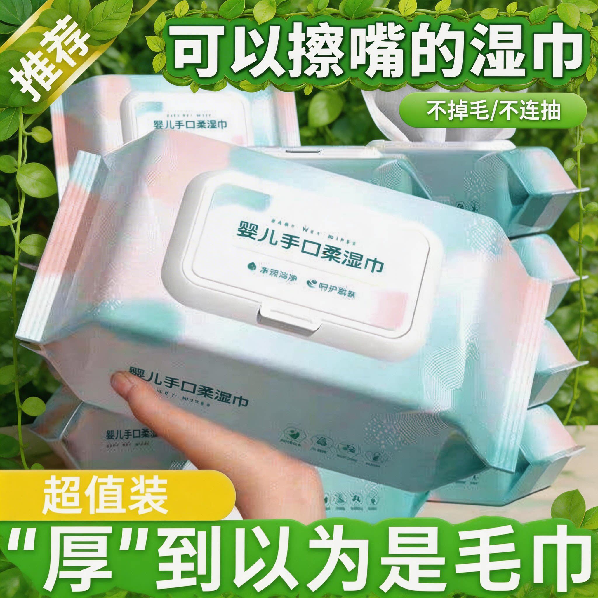 家用婴儿湿巾宝宝学生孕妇加厚儿童通用专用家用带盖温和款湿纸巾