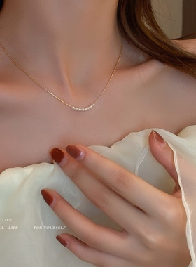 韩国气质爱心蝴蝶珍珠流苏项链小众时尚高级感锁骨链百搭项饰