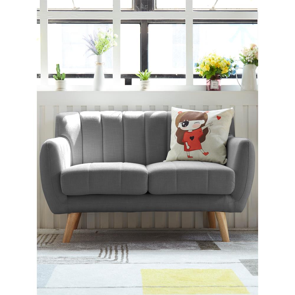 冬熊北欧棉麻布艺小户型卧室阳台出租屋公寓日式一米二两双人沙发