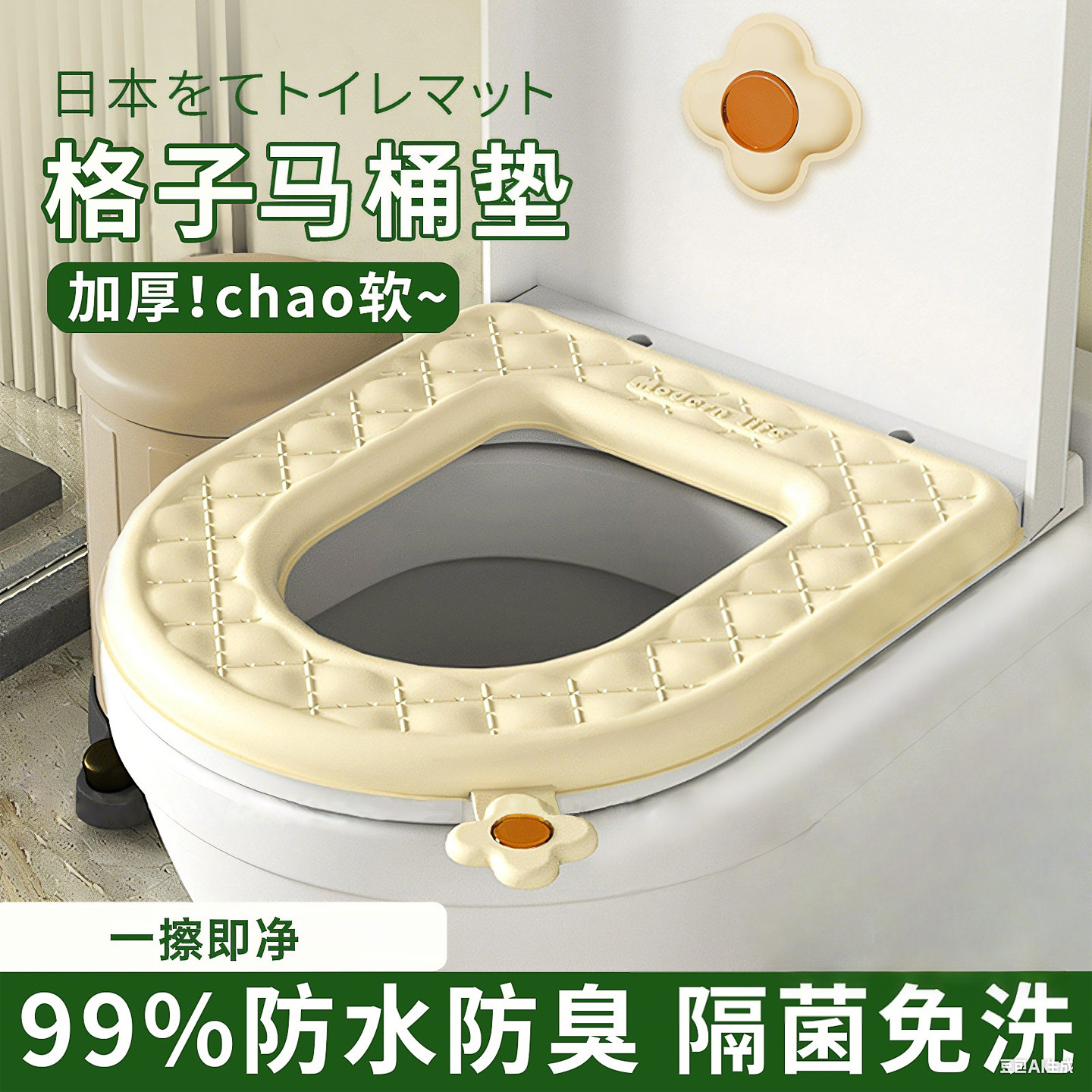 EVA马桶垫子防水四季通用加厚冬季家用厕所坐便器套粘贴式免洗ZG