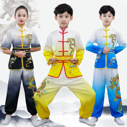 新款儿童武术服练功服训练服中国风演出服装男女童幼儿园表演服
