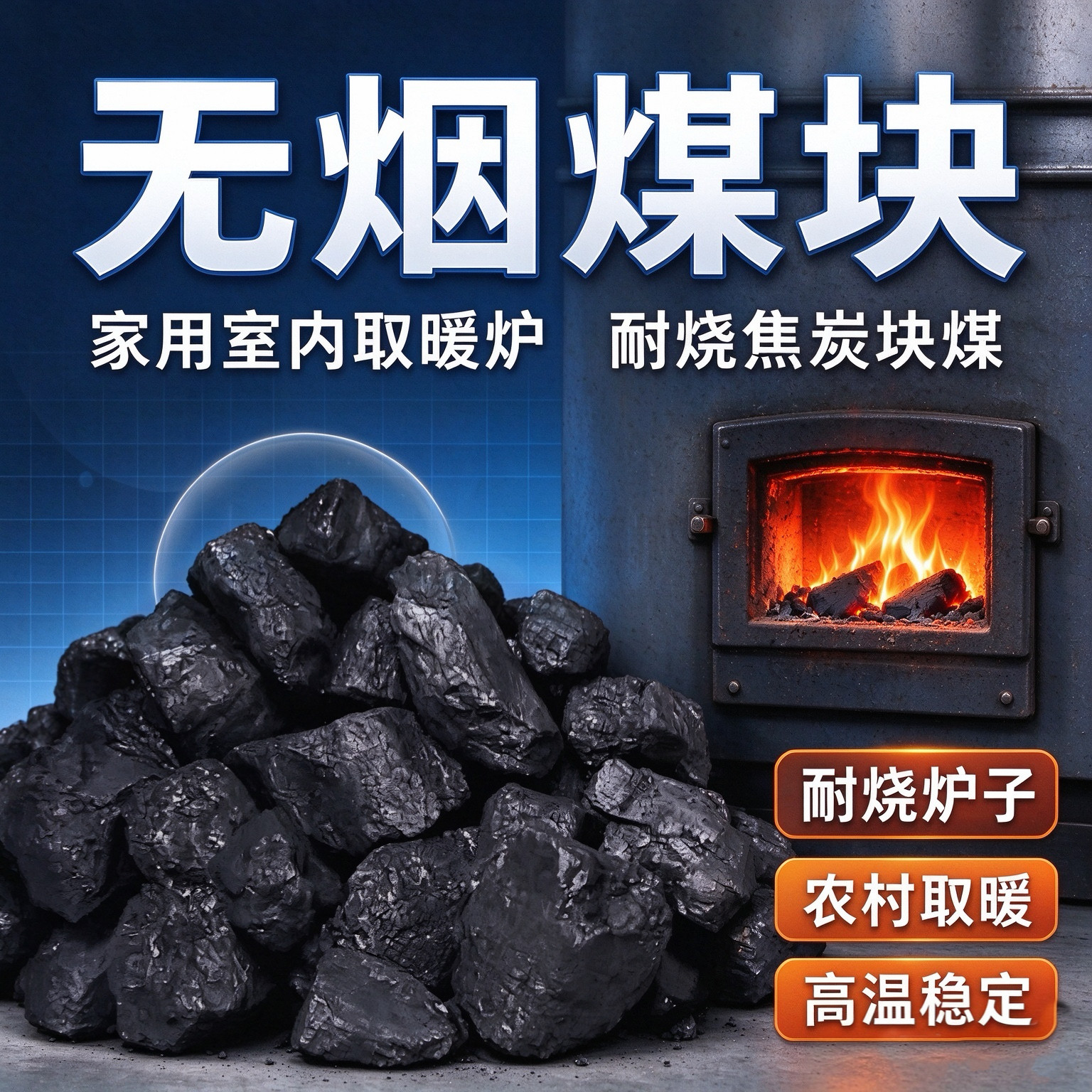 无烟煤家用环保取暖耐烧环保炭块