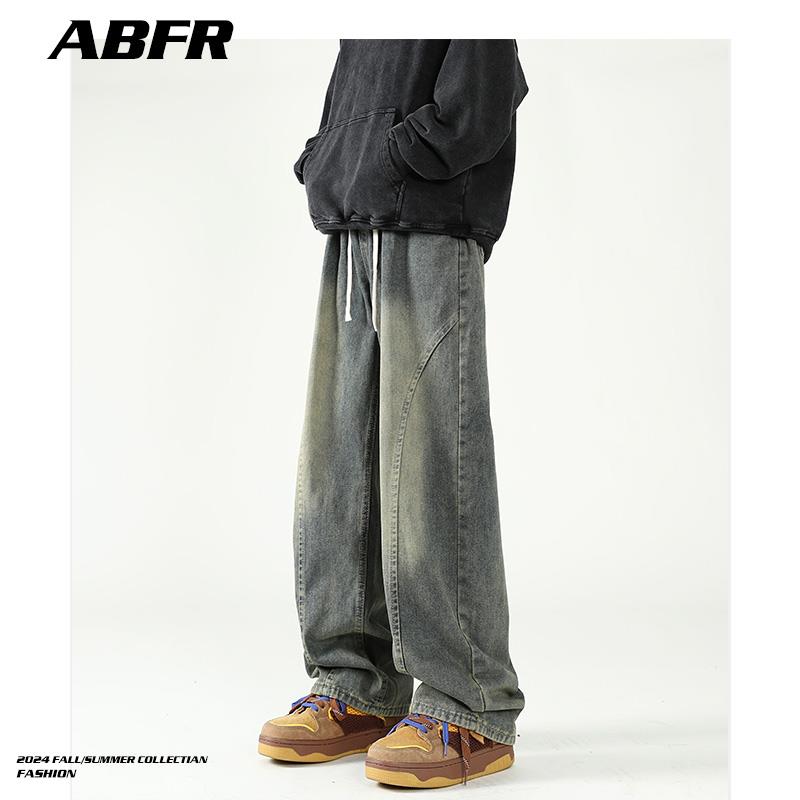 ABFR美式牛仔裤直筒宽松秋冬季复古做旧cleanfit潮牌宽松男款裤子