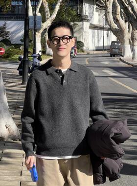 Nick Tian 秋冬新款韩系polo针织毛衣男慵懒感简约休闲宽松上衣