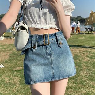短裙高腰显瘦小个子a字包臀裙裤 PVJ牛仔半身裙女2025春夏新款 韩版