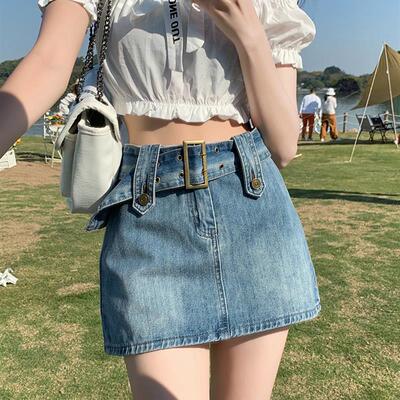 PVJ牛仔半身裙女2025春夏新款韩版短裙高腰显瘦小个子a字包臀裙裤