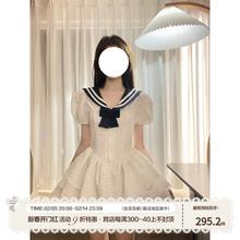 现货SISI酱原创《元气海军风蓬蓬裙》裙摆三层花边纯欲甜美蓬蓬裙