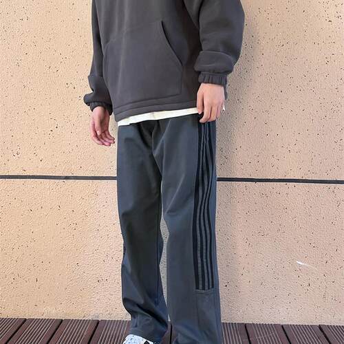 f2ocus美式条纹拼接休闲裤男女卫裤高街垂感宽松直筒裤运动长裤潮