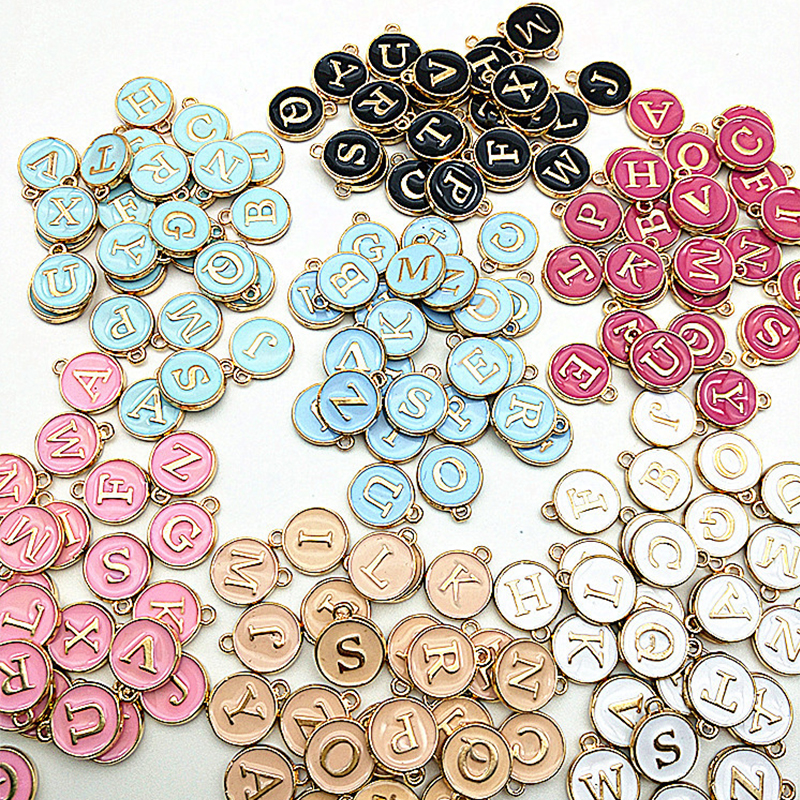 速发New 12*14mm A-Z Letter Charms Enamel Charms Alphabet Ini