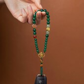新品 精致复古男女防摔手机 天然绿玛g瑙汽车钥匙扣挂件防丢手腕款
