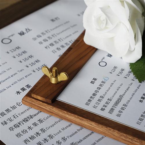 极速菜单夹黑胡桃实木夹板展牌咖啡店价J目表菜单展示牌菜单设计