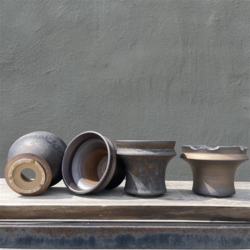 极速块根植物盆小号 日式复古金属釉e手工M块根植物盆龙舌兰布纹