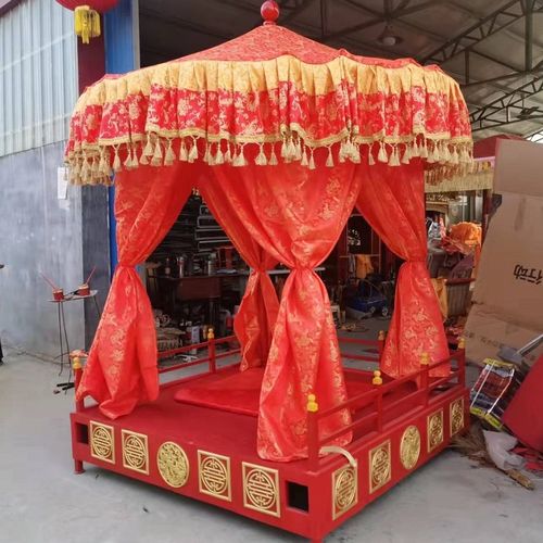 极速圆顶汉婚步撵中式婚礼唐明制凤撵可拆卸十六抬V大花轿八抬描