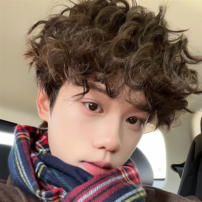 新品卷毛假发套男日系羊毛卷短发复古微分克齐Q斜刘海拍照表演道图片