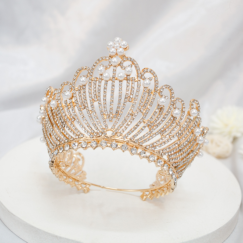 极速皇冠a生日头冠儿童头饰高端女童婚纱王冠演出走秀花童圆形新