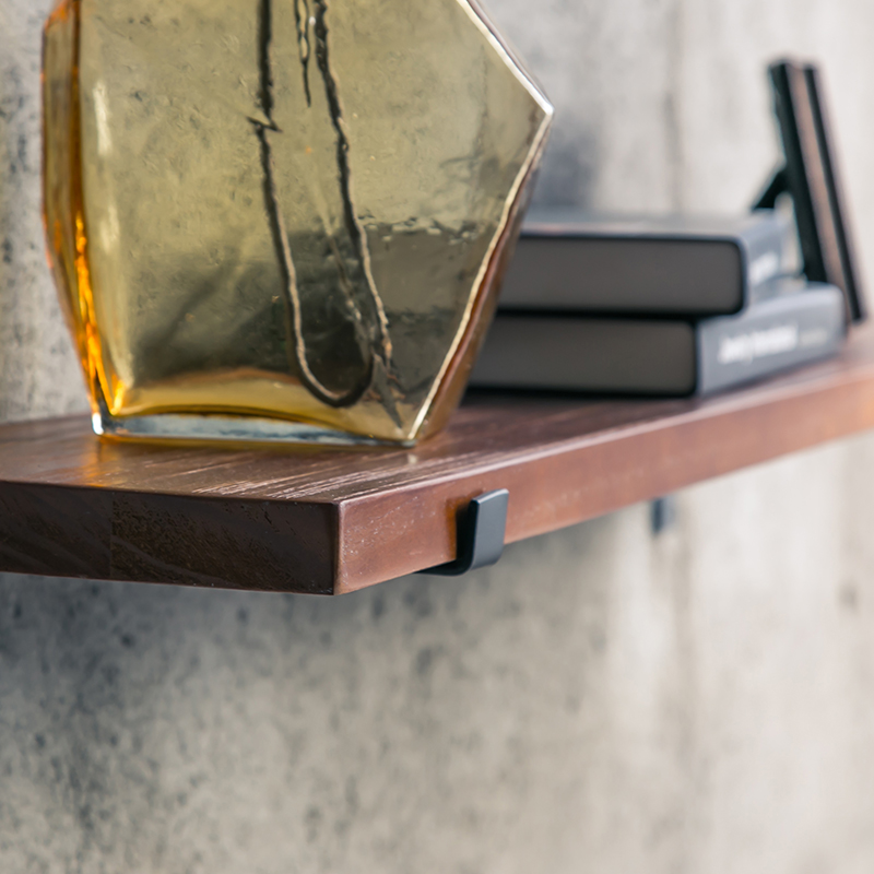 极速实木壁挂置物架厨房r挂壁隔板一字搁板储物架美式书架收纳展