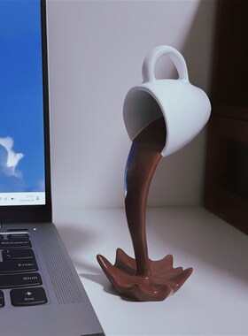 新品【打翻的卡布奇诺】创意咖啡杯立体摆件桌面装U饰品创意恶搞