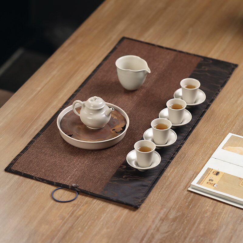 新品藤编香云纱小茶席干泡茶席垫子家用禅意茶桌R旗茶垫茶具茶道