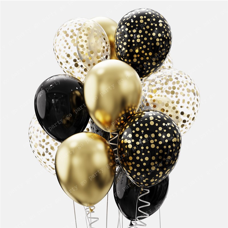 极速12pcs 12inch Black Gold Lzatex Balloons Graduation Heliu